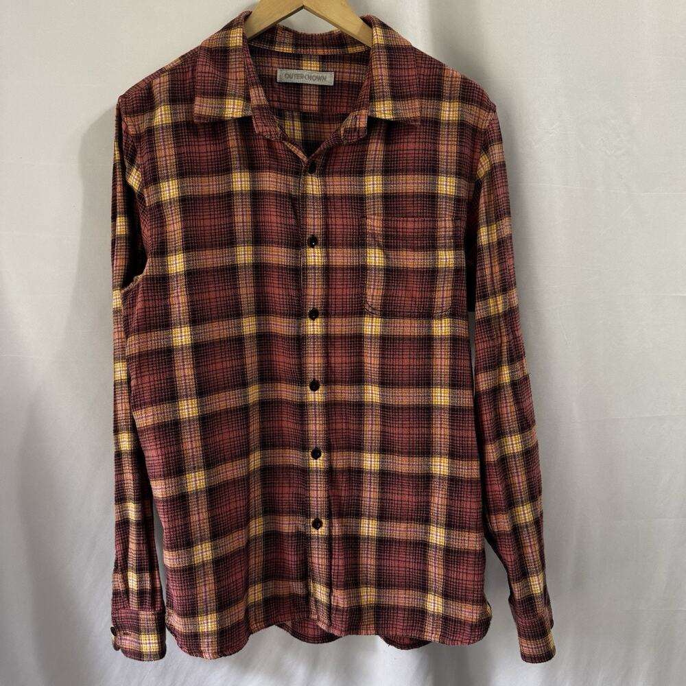 Outerknown Men's Plaid Shirt Collared Flannel Button Up Long Sleeve Size Medium